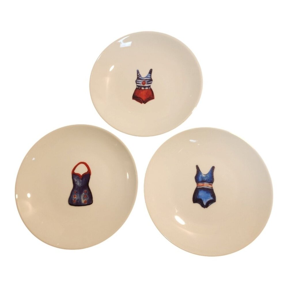 Prima Design 6" Dessert/Salad/Snack Plate Bathing Suit Design Cute Beach Vibes